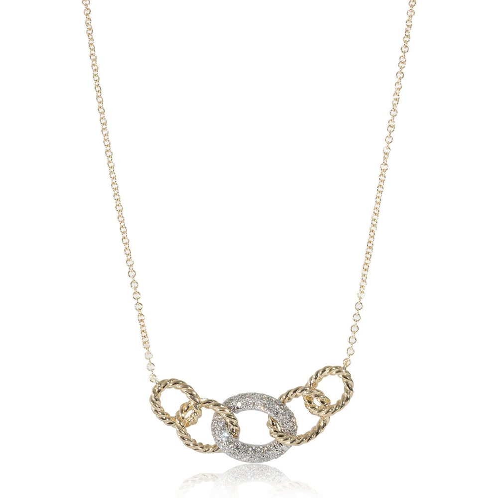 Gabriel & Co. Two Toned Chain Link Necklace in 14KT Gold 0.20 CTW
